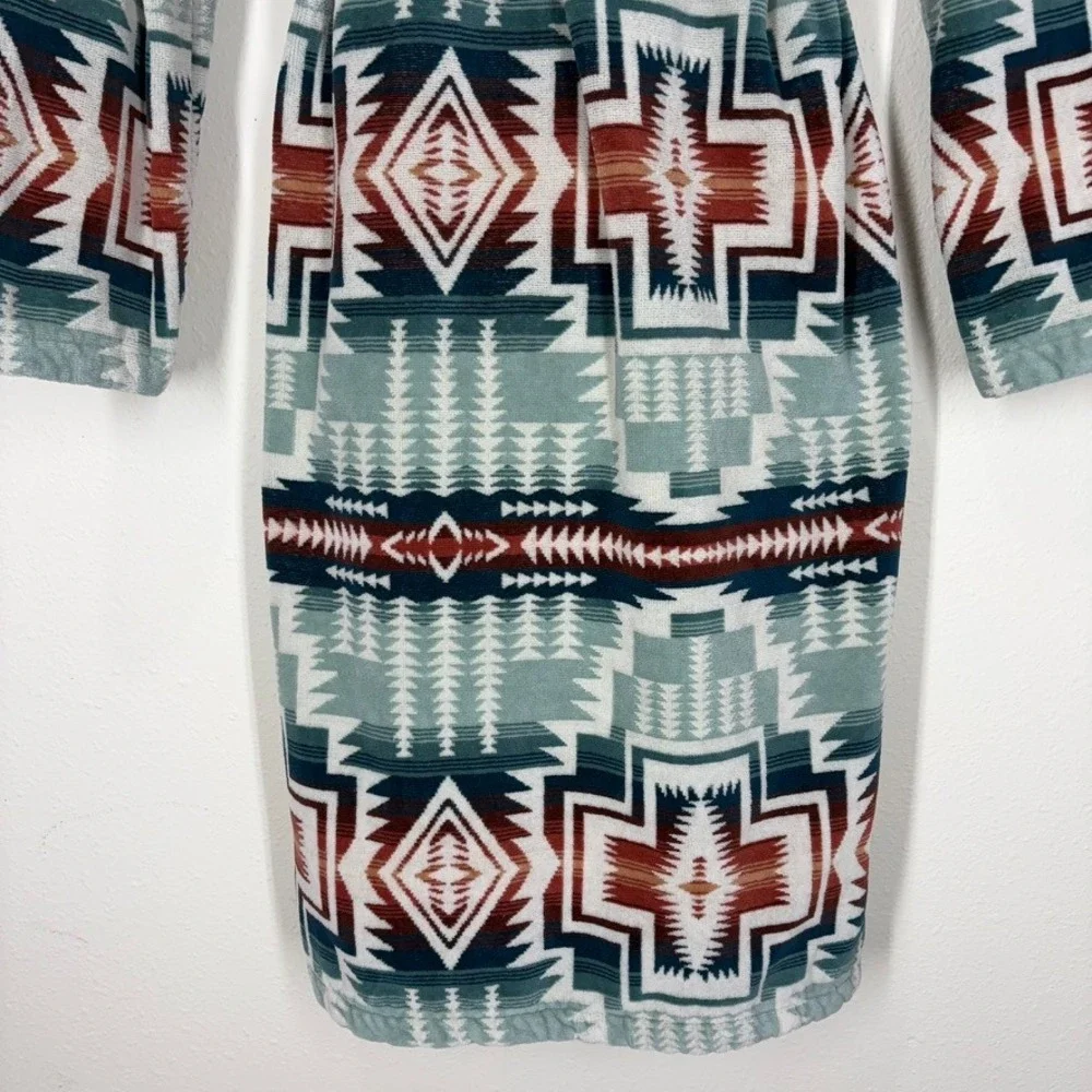Pendleton Womans Bathrobe S Silver Blue Harding Star Aztec Robe Unisex Cotton